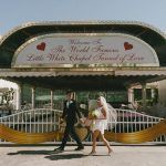 Fashion-Forward Las Vegas Wedding With Art Deco Style, Three Bridal Outfits, and a Poolside Grand Finale